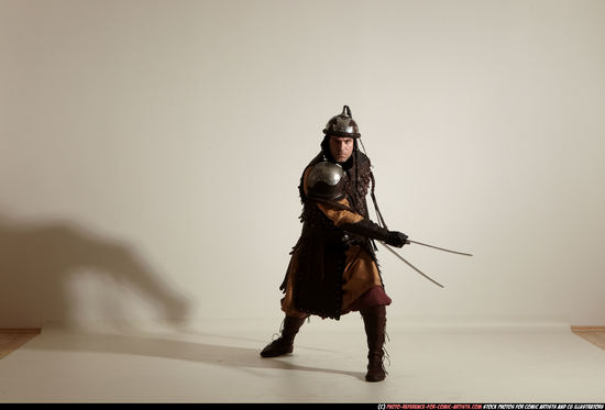 Man Adult Average White Fighting with sword Moving poses Army