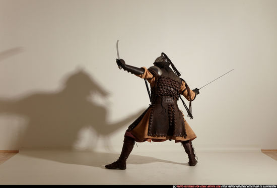 Man Adult Average White Fighting with sword Moving poses Army