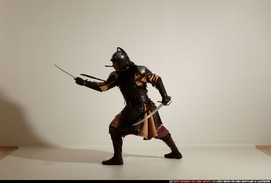 Man Adult Average White Fighting with sword Moving poses Army