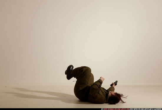 Woman Adult Average White Fighting with gun Moving poses Army