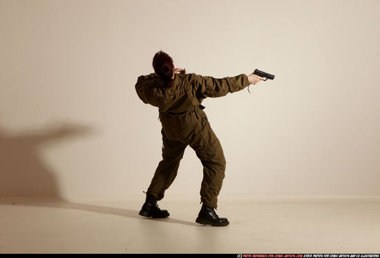 Woman Adult Average White Fighting with gun Moving poses Army