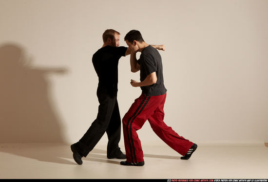 Adult Athletic White Martial art Moving poses Sportswear Men