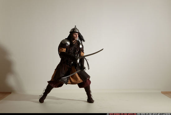 Man Average White Fighting with sword Moving poses Army