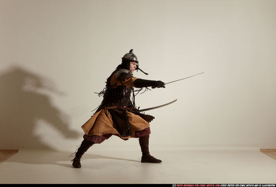 Man Average White Fighting with sword Moving poses Army