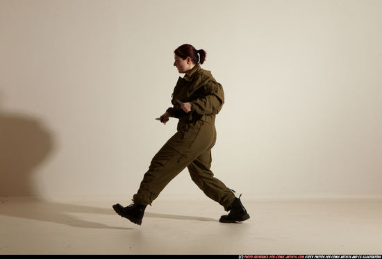 Woman Adult Average White Fighting with knife Moving poses Army