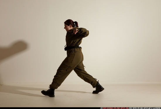 Woman Adult Average White Fighting with knife Moving poses Army