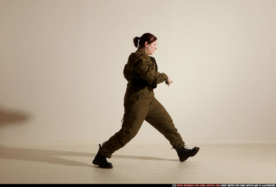 Woman Adult Average White Fighting with knife Moving poses Army