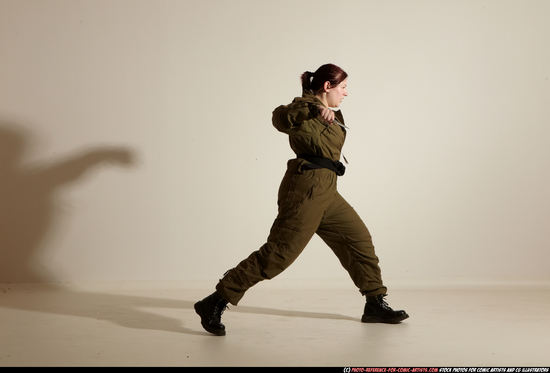 Woman Adult Average White Fighting with knife Moving poses Army