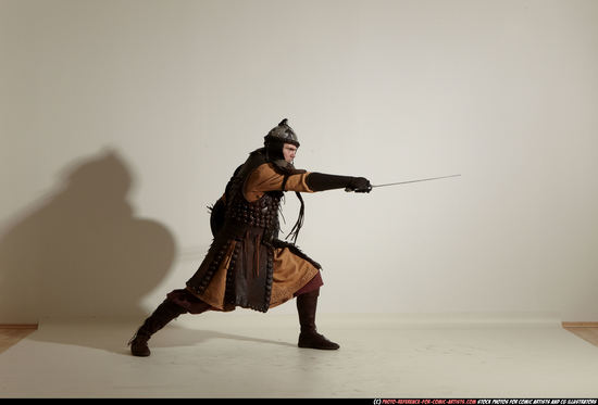 Man Adult Average White Fighting with sword Moving poses Army