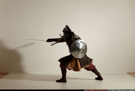 Man Adult Average White Fighting with sword Moving poses Army