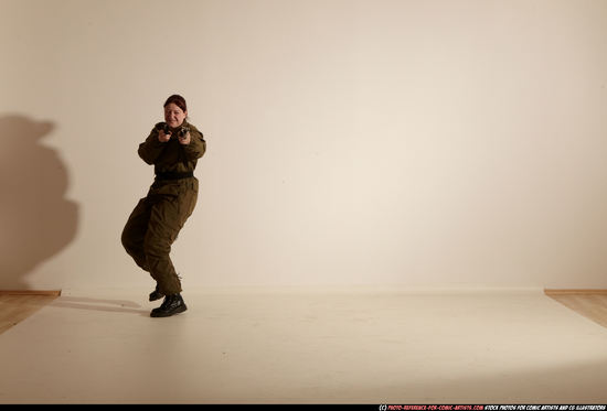 Woman Adult Average White Fighting with gun Moving poses Army