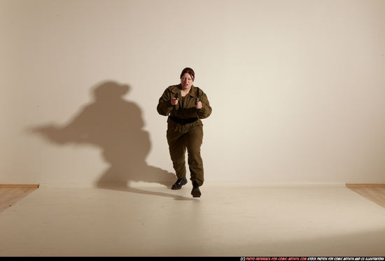 Woman Adult Average White Fighting with gun Moving poses Army