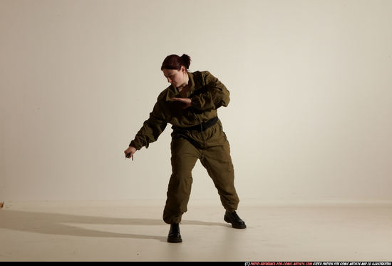 Woman Adult Average White Fighting with knife Moving poses Army