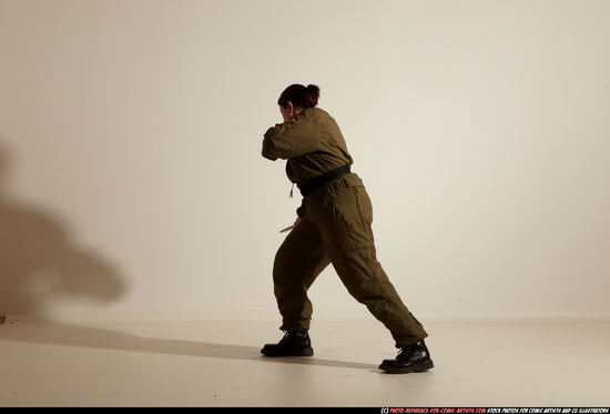 Woman Adult Average White Fighting with knife Moving poses Army