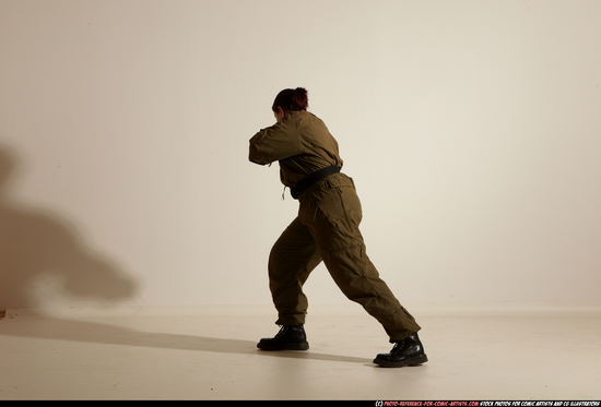 Woman Adult Average White Fighting with knife Moving poses Army