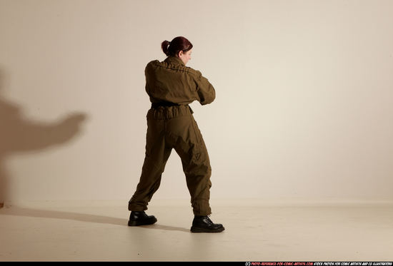 Woman Adult Average White Fighting with knife Moving poses Army