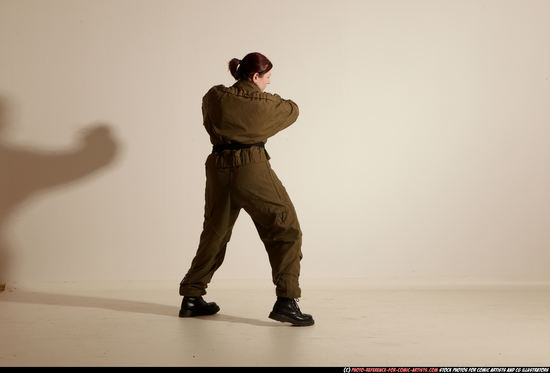 Woman Adult Average White Fighting with knife Moving poses Army