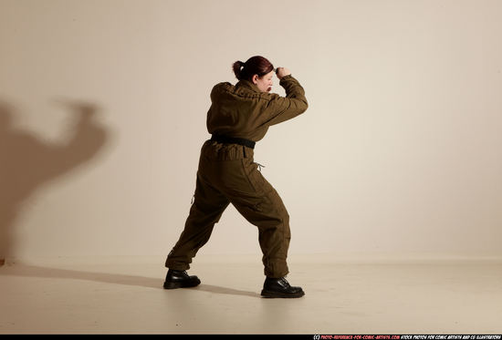 Woman Adult Average White Fighting with knife Moving poses Army