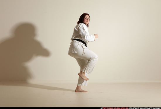 Woman Adult Average White Martial art Moving poses Sportswear