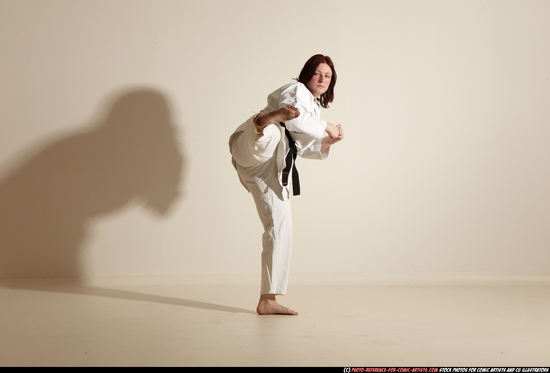 Woman Adult Average White Martial art Moving poses Sportswear