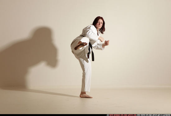 Woman Adult Average White Martial art Moving poses Sportswear