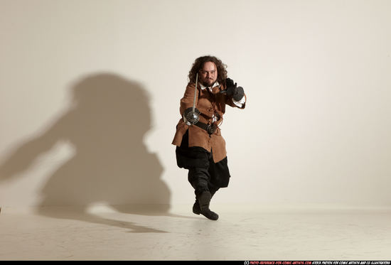 Man Adult Average White Fighting with sword Moving poses Army