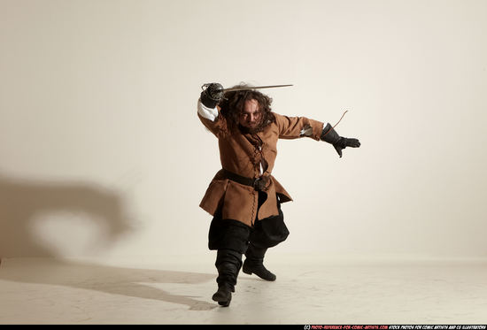 Man Adult Average White Fighting with sword Moving poses Army