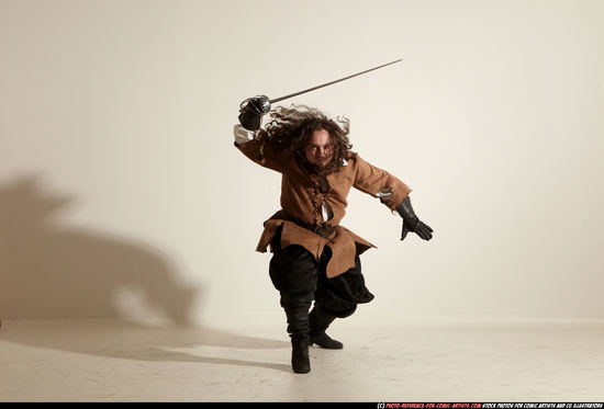 Man Adult Average White Fighting with sword Moving poses Army