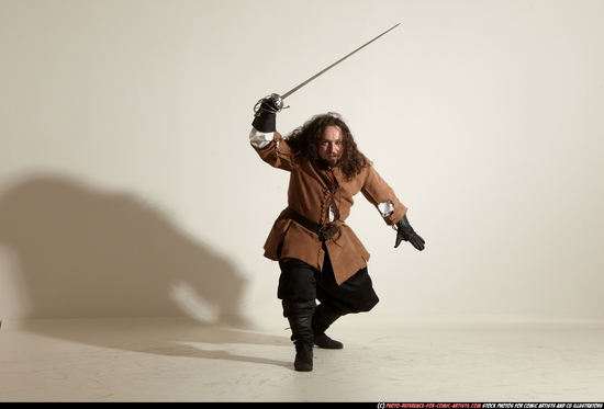 Man Adult Average White Fighting with sword Moving poses Army