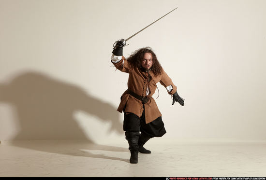 Man Adult Average White Fighting with sword Moving poses Army