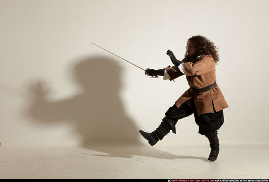 Man Adult Average White Fighting with sword Moving poses Army