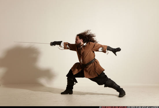 Man Adult Average White Fighting with sword Moving poses Army