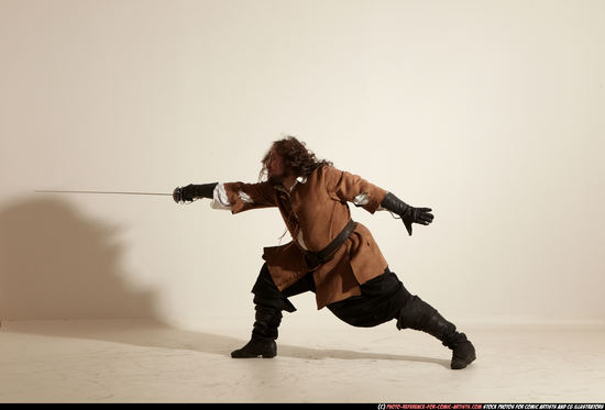 Man Adult Average White Fighting with sword Moving poses Army