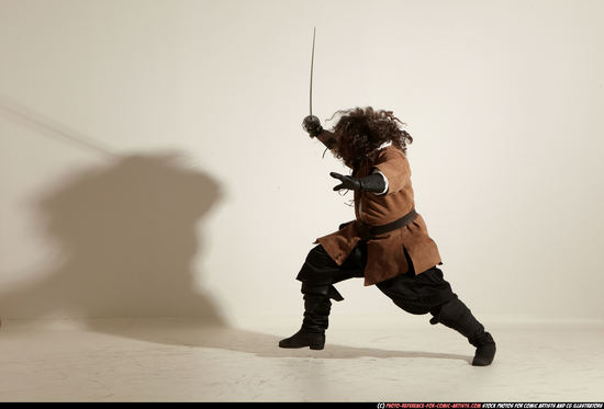 Man Adult Average White Fighting with sword Moving poses Army