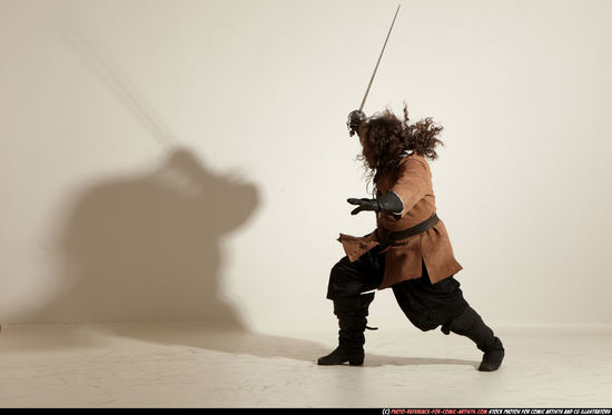 Man Adult Average White Fighting with sword Moving poses Army