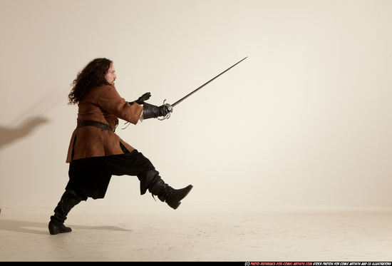 Man Adult Average White Fighting with sword Moving poses Army