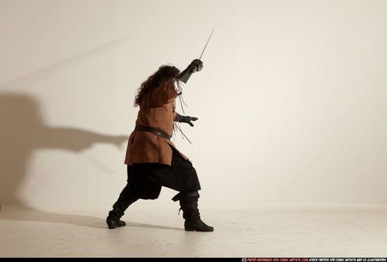 Man Adult Average White Fighting with sword Moving poses Army