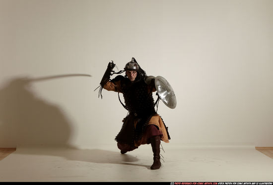 Man Adult Average White Fighting with sword Moving poses Army