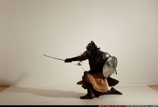 Man Adult Average White Fighting with sword Moving poses Army