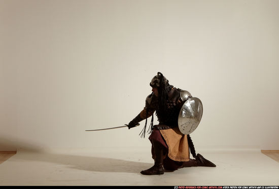 Man Adult Average White Fighting with sword Moving poses Army