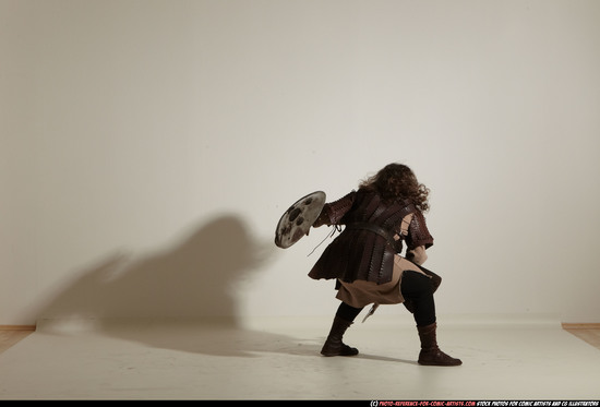 Man Adult Chubby White Fighting with sword Moving poses Army