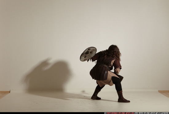 Man Adult Chubby White Fighting with sword Moving poses Army