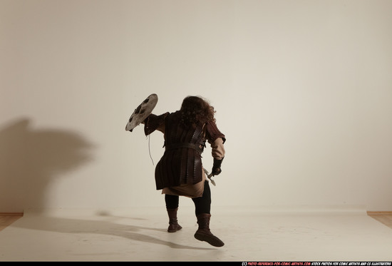 Man Adult Chubby White Fighting with sword Moving poses Army