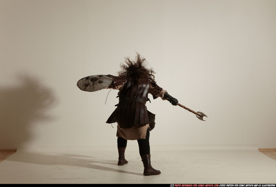 Man Adult Chubby White Fighting with sword Moving poses Army