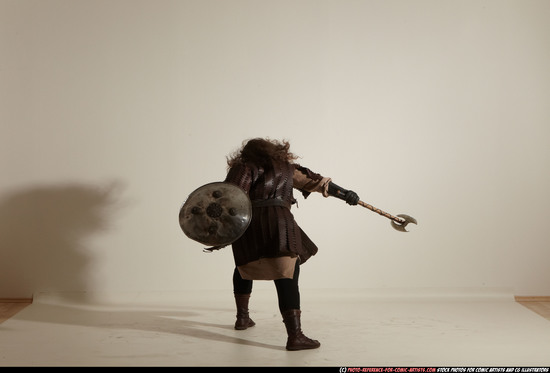 Man Adult Chubby White Fighting with sword Moving poses Army