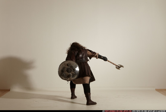 Man Adult Chubby White Fighting with sword Moving poses Army