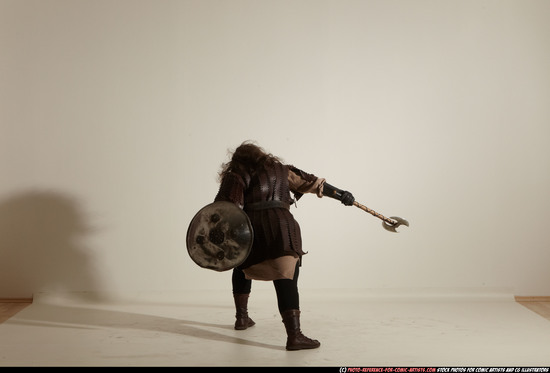 Man Adult Chubby White Fighting with sword Moving poses Army