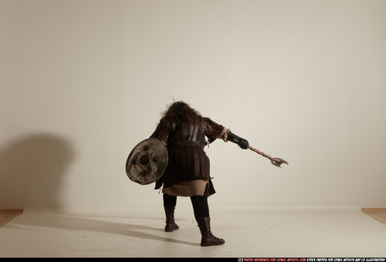 Man Adult Chubby White Fighting with sword Moving poses Army