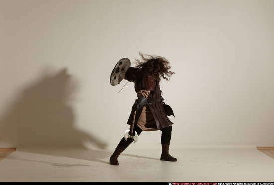 Man Adult Chubby White Fighting with sword Moving poses Army