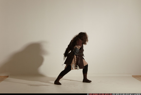 Man Adult Chubby White Fighting with sword Moving poses Army